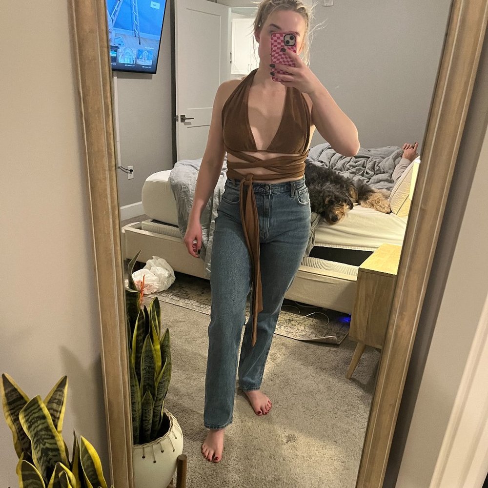 Brown Tie Top